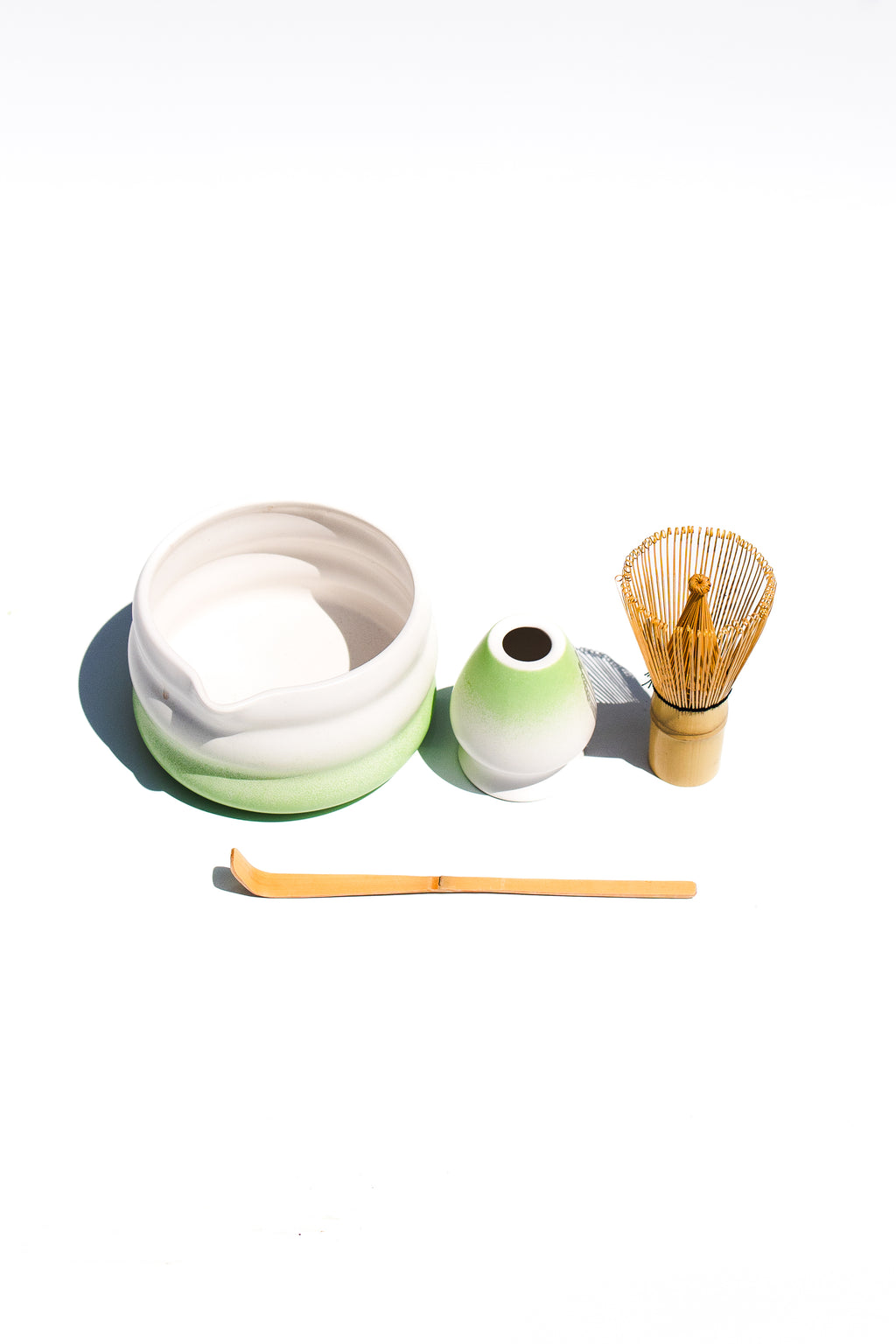 White Green Ceramic Matcha Bowl