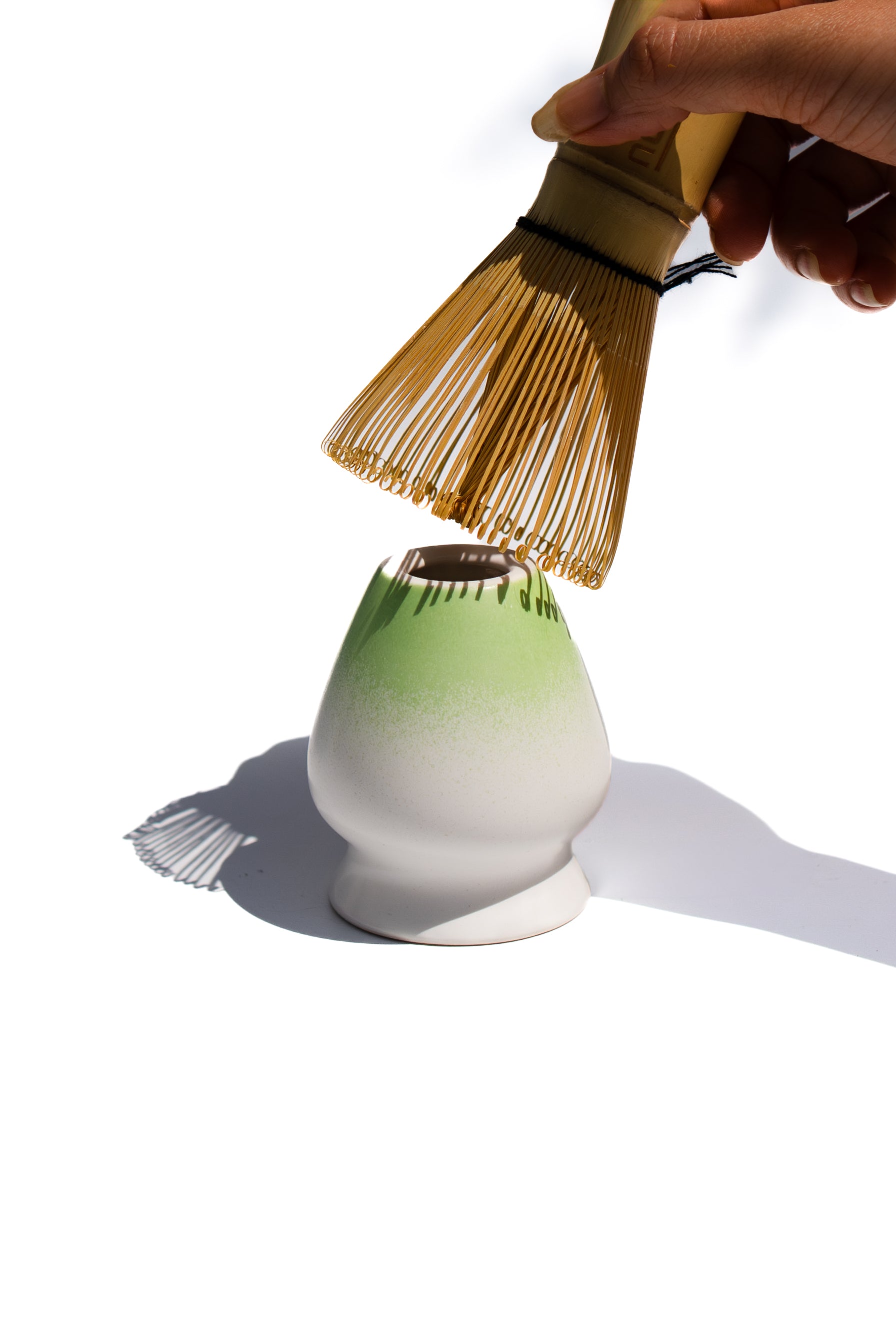 white-green whisk holder