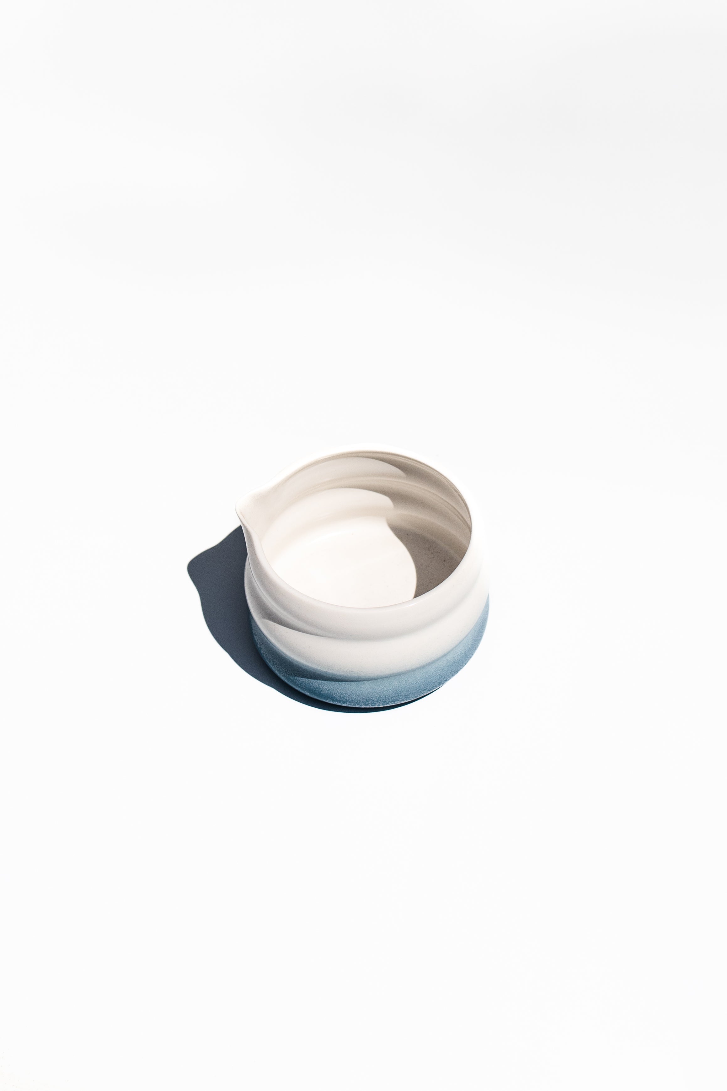 White-Blue Ceramic Matcha Bowl